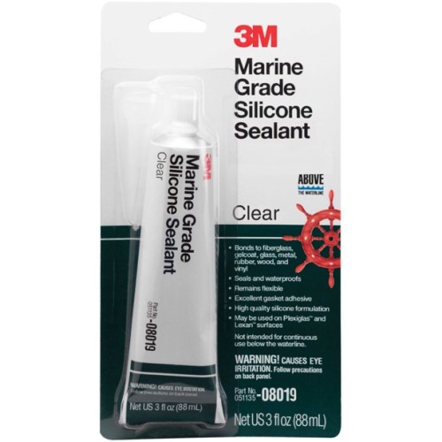 3M Marine Grade Silicone Sealant, 08019, 3 fl oz Tube, Clear 3M Marine Grade Silicone Sealant, 08019, 3 fl oz Tube, Clear