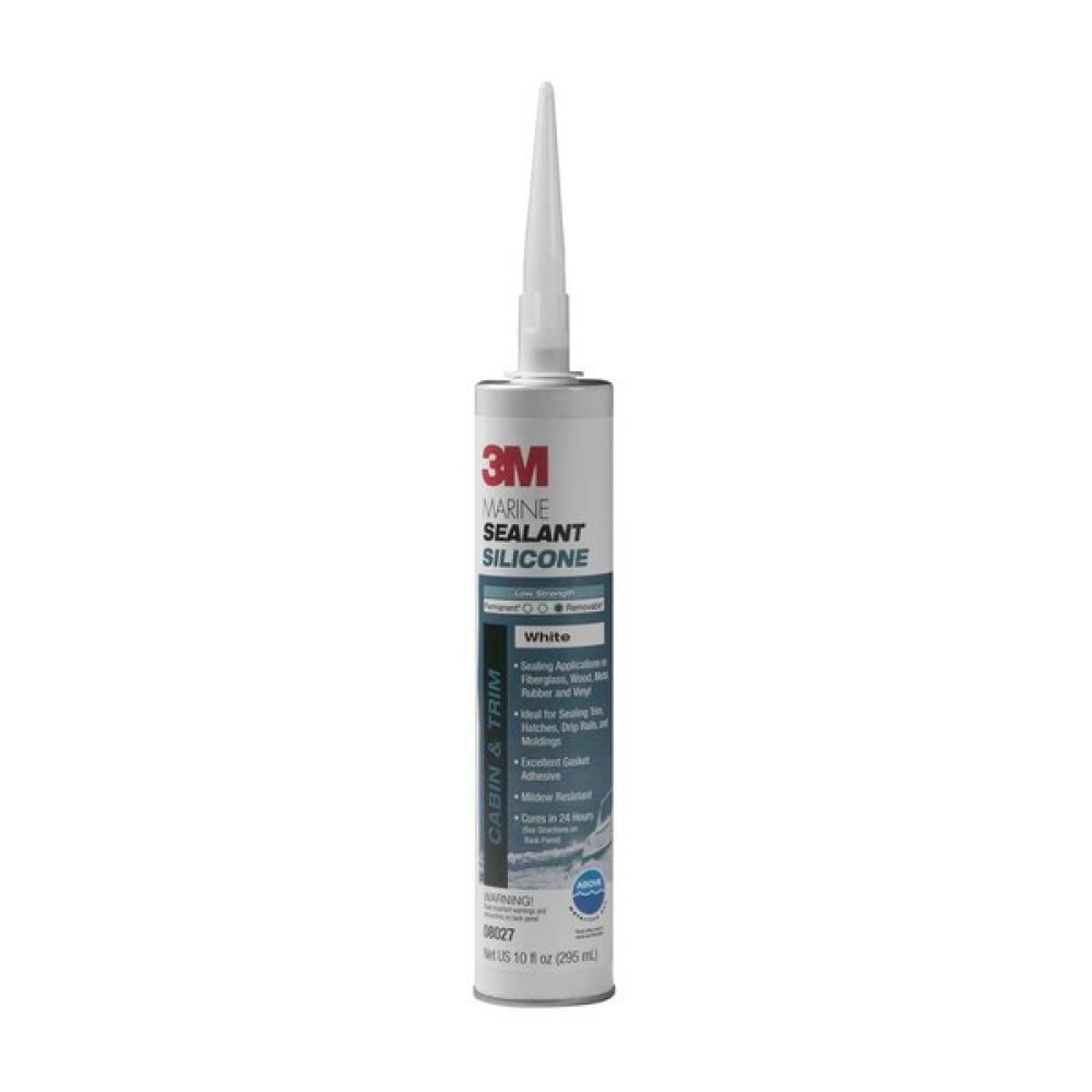 3M Marine Grade Silicone Sealant, 08029, 1/10 Gallon, Clear