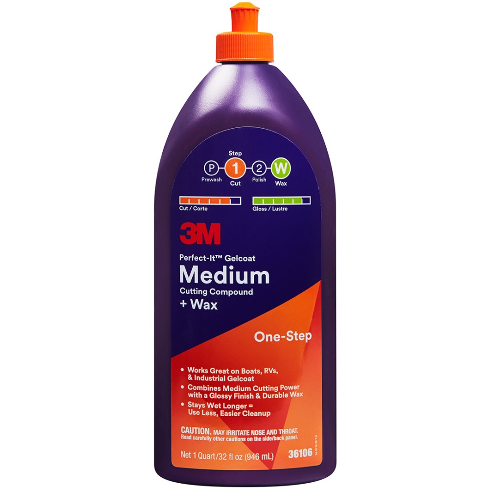 3M™ Perfect-It™ Gelcoat Medium Cutting Compound + Wax, Quart, 36106