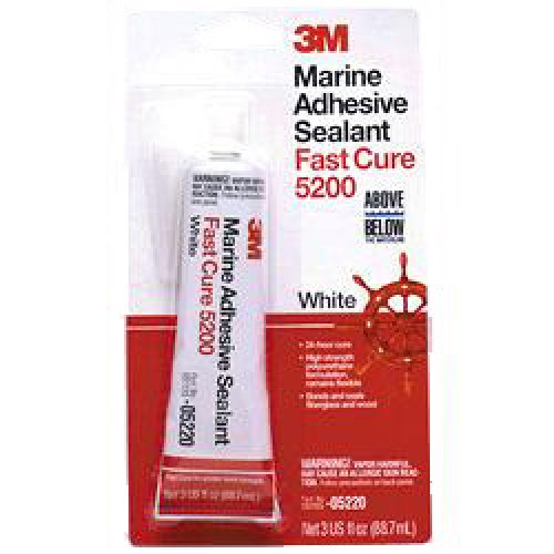 3M Marine Adhesive/Sealant Fast Cure 5200, 05220, White, 3 oz.